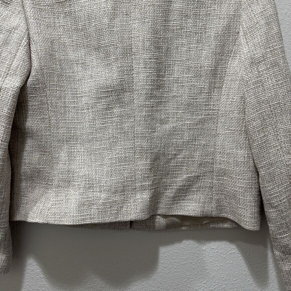 Talbots Blazer Cream Tweed Jacket Blazer Sz 12 Pockets Gold Buttons Lined NEW - Picture 9 of 9
